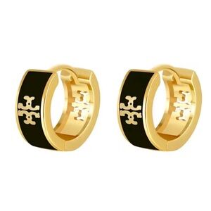 Elegant Gold and Black Hoop Earrings